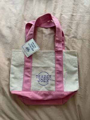 Mini Trader Joe’s pink pastel tote thumbnail 1