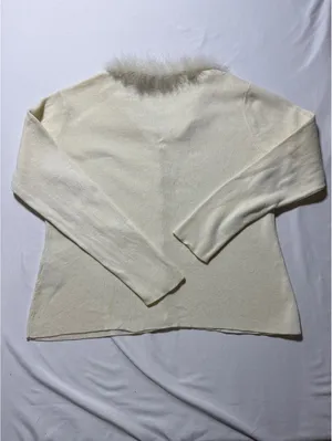 Vintage Victoria Jones Ivory Cardigan with Marabou Feathered thumbnail 5