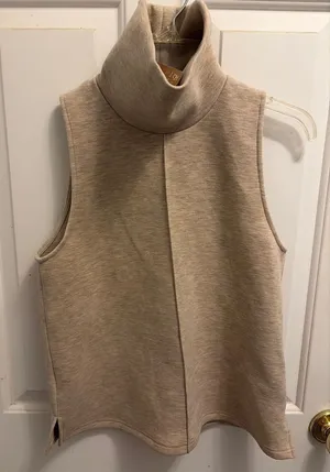 OGL Move Sleeveless Turtleneck Knit Sweater Top Beige Size S New With Tags thumbnail 1