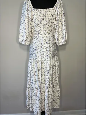 MINKPINK Hailey Floral Puff Sleeve Cutout Midi Dress Sz M thumbnail 5