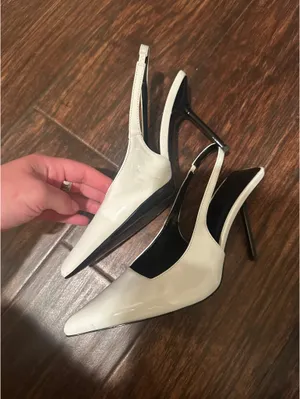 Amazon Stiletto Leather Closed Toe White Patent High Heels size 10 thumbnail 2