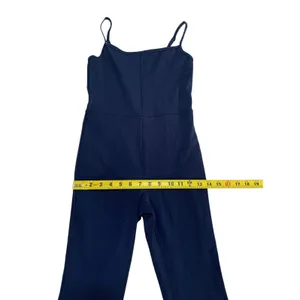 Wilfred Free Divinity Kick Flare Jumpsuit S Navy Blue Spaghetti Strap Athleisure thumbnail 7