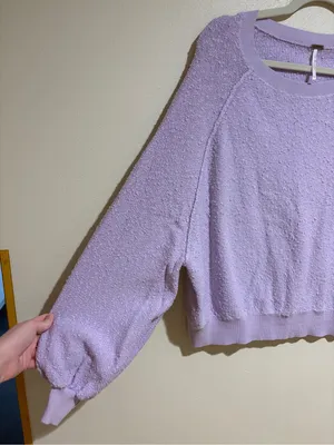Free People Found My Friend Textured Pullover Sweatshirt Lilac Purple Small thumbnail 6