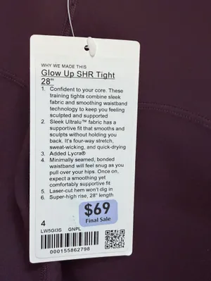 Lululemon Glow Up Super-High-Rise Tight 28" Goodnight Plum size 4 NWT thumbnail 7