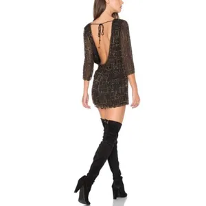 Raga Black Beaded Midnight Kiss Open Back Romper Sz M thumbnail 9