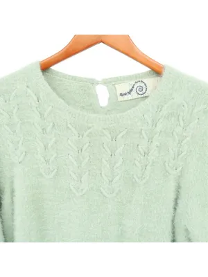 Anthropologie Rosie Neira Aubade Furry Fuzzy Mint Green Pullover Sweater M thumbnail 4