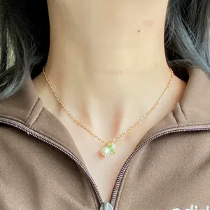 Handmade freshwater pearl & leaf fairy statement necklace🍃 thumbnail 5