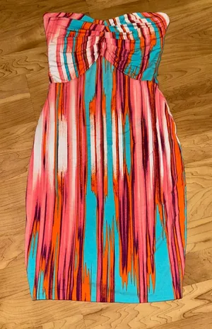 Tart Bodycon Dress Strapless Striped Casual Party‎ Dress Size S thumbnail 1