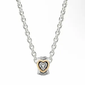 Pandora Sterling Silver with 14K‎ Gold Celebration of Love Heart Spacer thumbnail 2