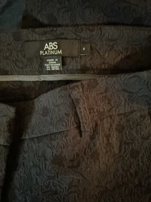 ABS Platinum Women's Black Tone-on-Tone Damask Brocade Skinny Ankle Pants Size 8 thumbnail 3