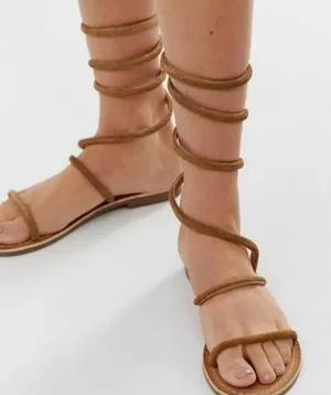 Free People Sandal Havana Taupe Suede Leather Gladiator Ankle wrap Boho festiva thumbnail 1