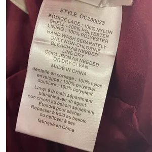 Oleg Cassini Burgundy Lace Illusion Bodice Formal Evening Gala Gown Dress 14 thumbnail 7