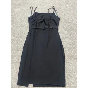Elegant Black Strapless Bodycon Dress with Side Slit Size S thumbnail 6