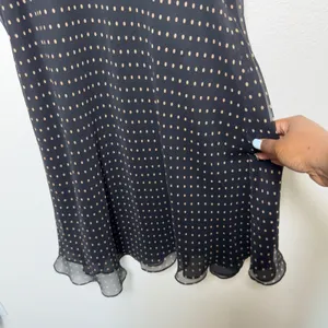 VTG 90s Harold's Womens 100% Silk Dress 6 Black Polka Dot Babydoll Pinup Wedding thumbnail 9