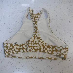 Aerie Womens Floral High Neck‎ Racerback Crop Bikini Top Mustard Yellow Medium M thumbnail 2