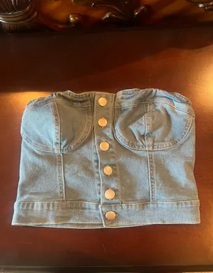 Blue jean strapless top Size XS thumbnail 3