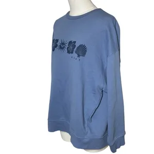 Roxy Blue Graphic Fleece Sweatshirt Women's S Coastal Surf Y2K Hibiscus thumbnail 2
