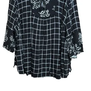 Catherines Tunic Top Womens 26 28W Multicolor Floral Plaid Print Scoop Blouse thumbnail 4