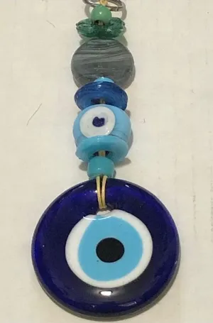 Handmade Turkish Evil Eye Wall Hanger Keychain Blue thumbnail 1