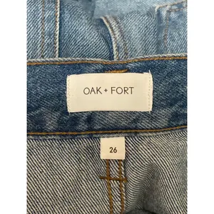 Oak + Fort Womens Blue High Waisted Straight Wide Leg Cargo Denim Jeans Pants 26 thumbnail 4