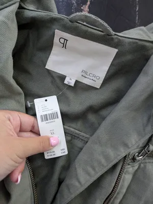 NWT Pilcro By Anthropologie Olive Moto Jacket Size XL thumbnail 4