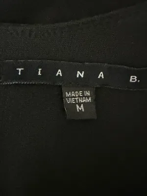 TIANA B. Black Floral Ribbon Appliqué V Neck Shift Dress Medium thumbnail 10