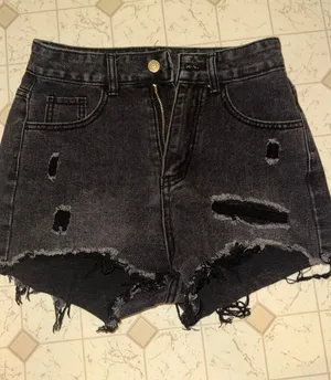 Shein Denim Shorts Black Distressed thumbnail 1