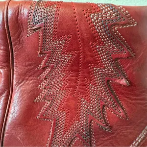 HTC Hollywood Trading Company Folded Cowboy Ankle Boots in Burgundy Sz 37 / 7 US thumbnail 13