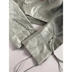 Nasty Gal Satin Cropped Blazer Size 4 Mint Shimmer New With Tag thumbnail 9