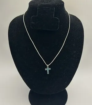 Vintage Womens Orange Coral Cross Real Silver Chain Plated Stainless Steel thumbnail 1