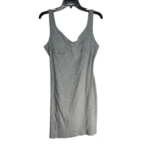 Aerie Ribbed Bustier‎ Mini Dress Grey Cotton Blend Sleeveless Bodycon XL thumbnail 2