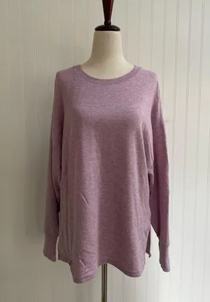L.L. BEAN Women's SoftFlex Crewneck Dolman Sleeve Pullover Lilac Heather Size S thumbnail 2