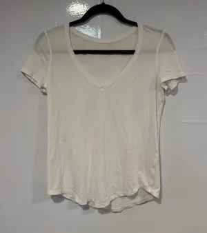 Women's Lululemon V-Neck Short Sleeve Top - White thumbnail 1
