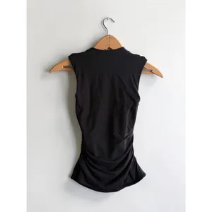 QINSEN Womens Black Ruched Sleeveless Bodycon Tank Top Size M‎ thumbnail 2