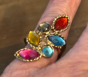 Vintage multicolor gemstone ring Gold thumbnail 6