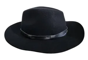 Kendall and Kylie Black Wool Fedora Hat with Faux Leather Trim One Size thumbnail 1