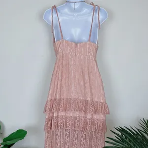 Bellevue Florence V Neck Lace Maxi Dress w/ Tiered Hem Wedding Guest Bridesmaid thumbnail 5