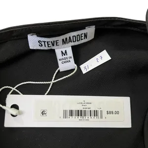 Steve Madden Black Asymmetrical Satin Dress Women Medium NWT MSRP $89 | 31-27 thumbnail 2