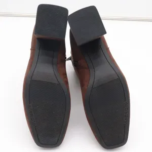 Old Navy Mod Bootie Brown Faux Suede Square Toe Block Heel Ankle Boots 8 thumbnail 9