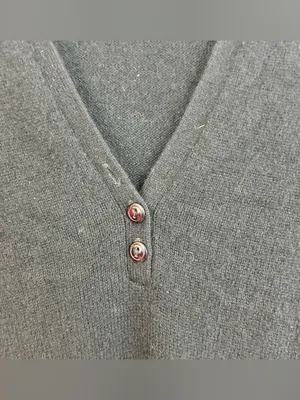 Simply Cashemere Black Pullover Collared Polo Sweater V-neckline 100% Size Small thumbnail 6