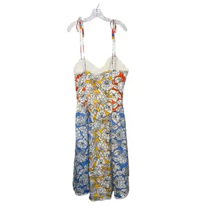 Farm Rio x Anthropologie Basque-Waist Midi Dress Size Large Tie Straps Fit Flare thumbnail 2