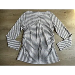 NWT Madewell Ruched Crewneck Long-Sleeve Tee in Soft Slub coastal dume size M thumbnail 3