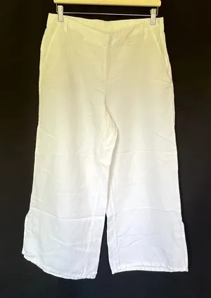 J.Jill white wide leg linen rayon pants women's‎ size medium summer style light thumbnail 1