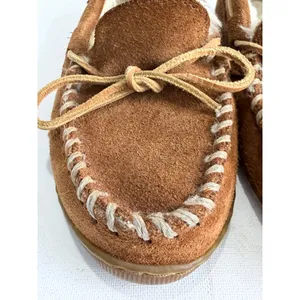 Minnetonka‎ Brown Suede Shearling Lined Moccasins Leather Laces Women's 6 thumbnail 12