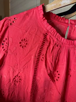 Nicole Miller Artelier Long Sleeve High Neck Eyelet Blouse Size Large thumbnail 8