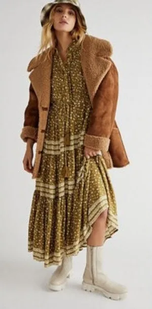 NWOT Free People Rare Feelings Tiered Printed Maxi Dress Women's Sz. XS thumbnail 1