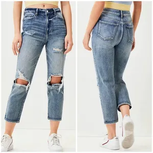 Pacsun Medium Wash High Rise Ripped Distressed Mom Jeans thumbnail 2