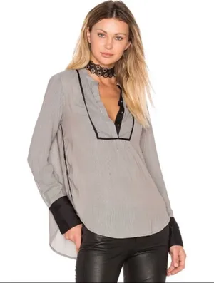 Free People Pebble Crepe Shirt Neutral thumbnail 1