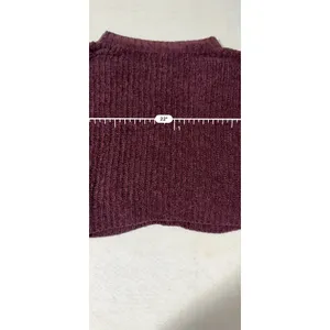 Express Womens Burgundy Chenille Cable Knit Pullover Sweater Size M Wine Red thumbnail 7