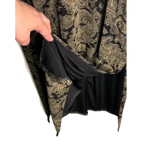 Susan Lawrence Paisley Maxi Dress Size Large Vintage Black Gold Short Sleeve NWT thumbnail 2